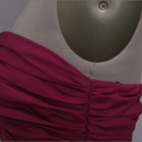 NWT 1980's Hot Pink Ruched Lilli Diamond Party Dress with Rosette - Picture 5 of 7